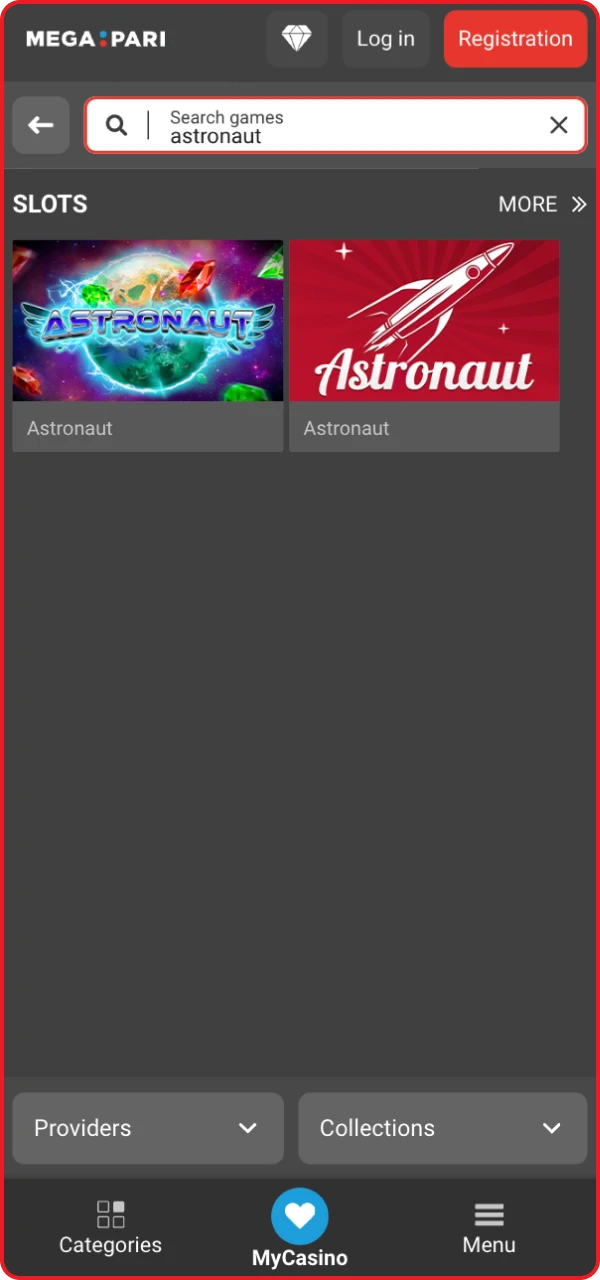 Go to the online casino app and look for the Astronaut game.