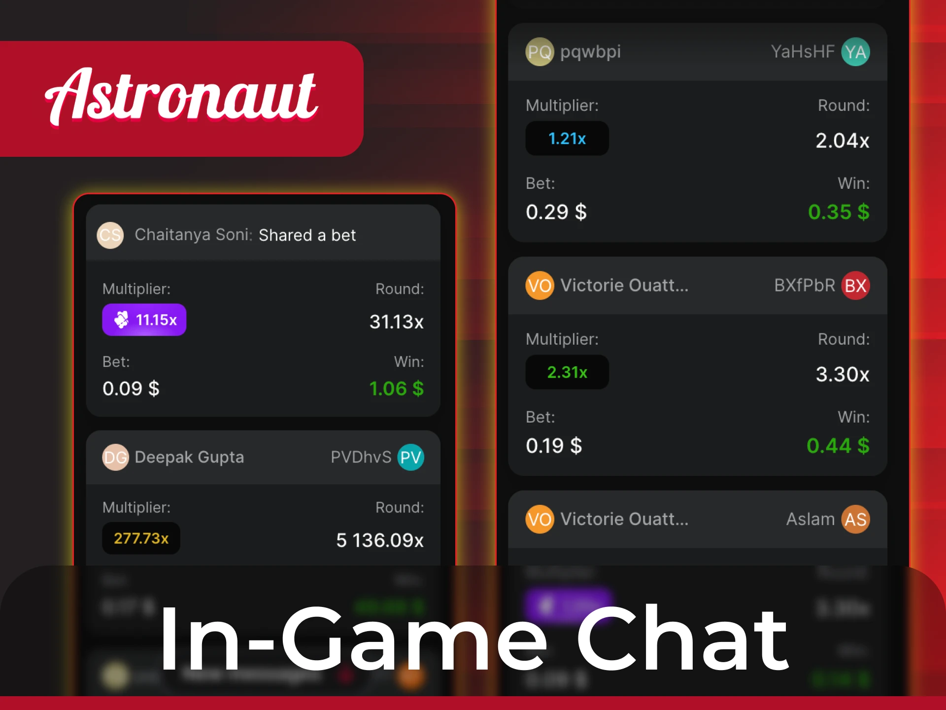 In the Astronaut game you can find a chat with other players.