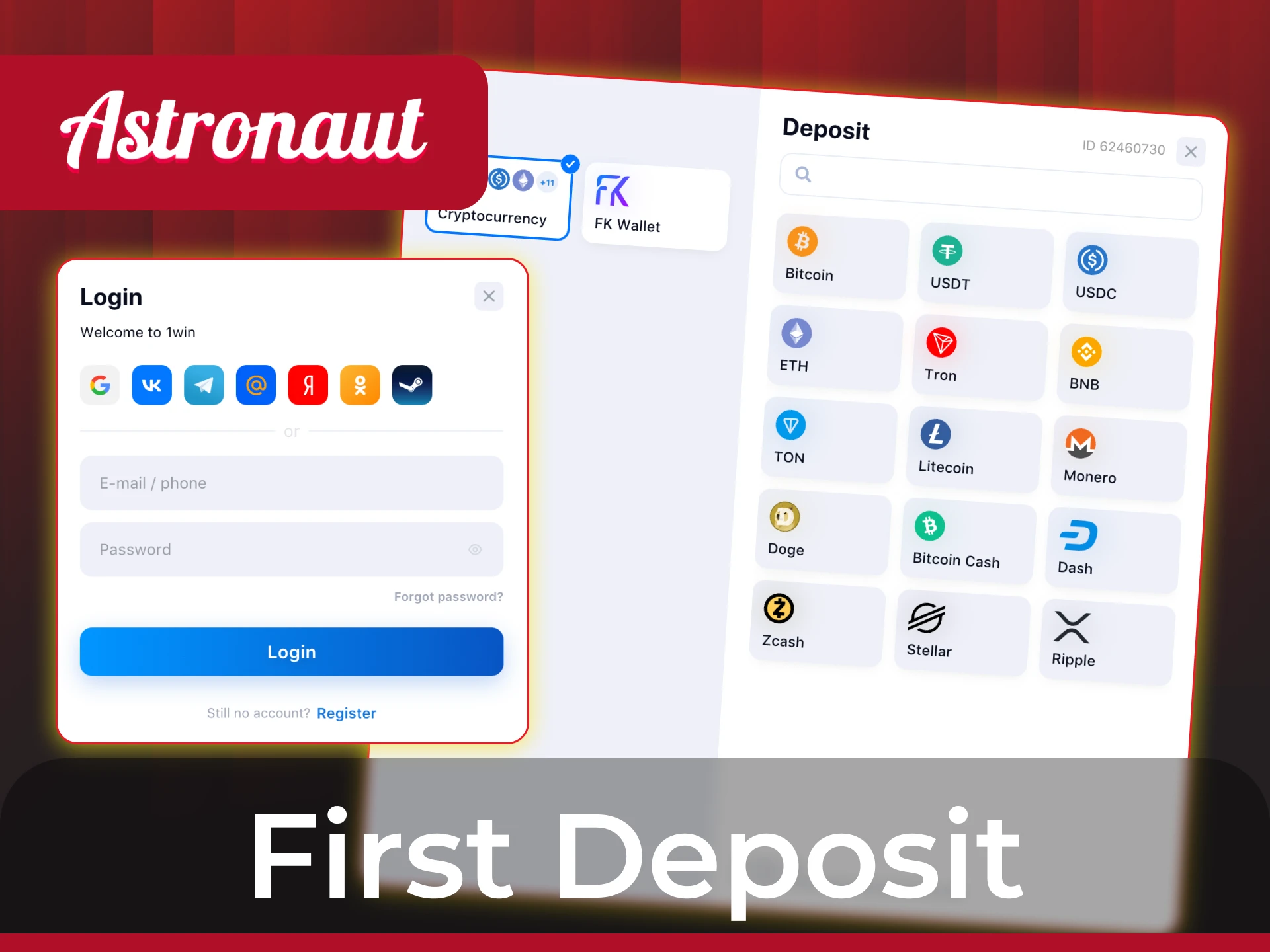 Make a deposit using a method convenient for you to start playing the Astronaut game.