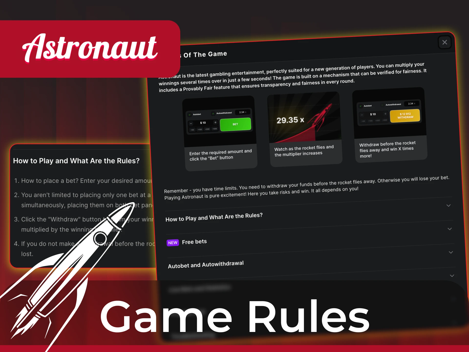 Please read the rules of the Astronaut game before starting the game.