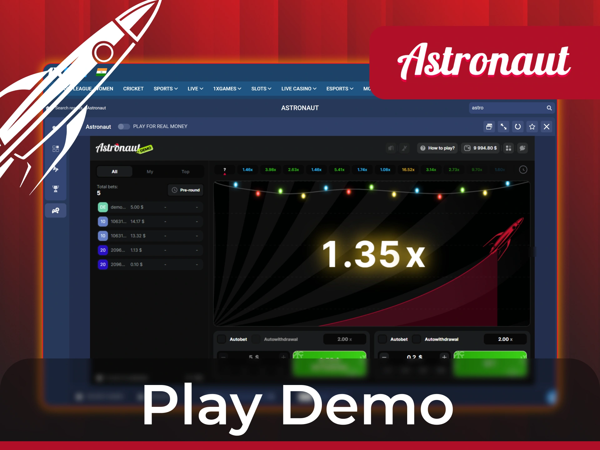 Understand Astronaut game gameplay with demo version at 1xBet.