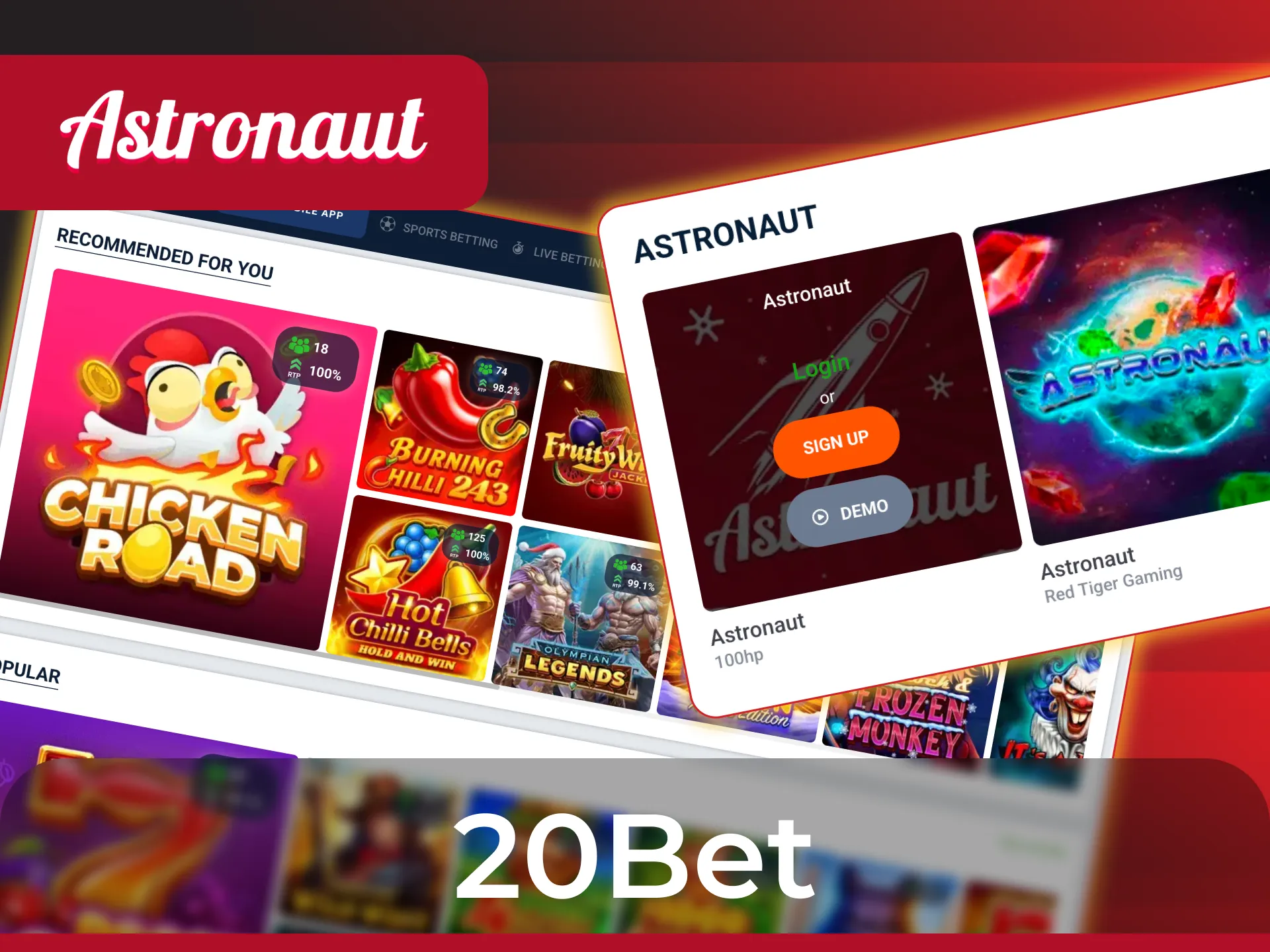 Master the gameplay with Astronaut signals designed for the 20Bet app.
